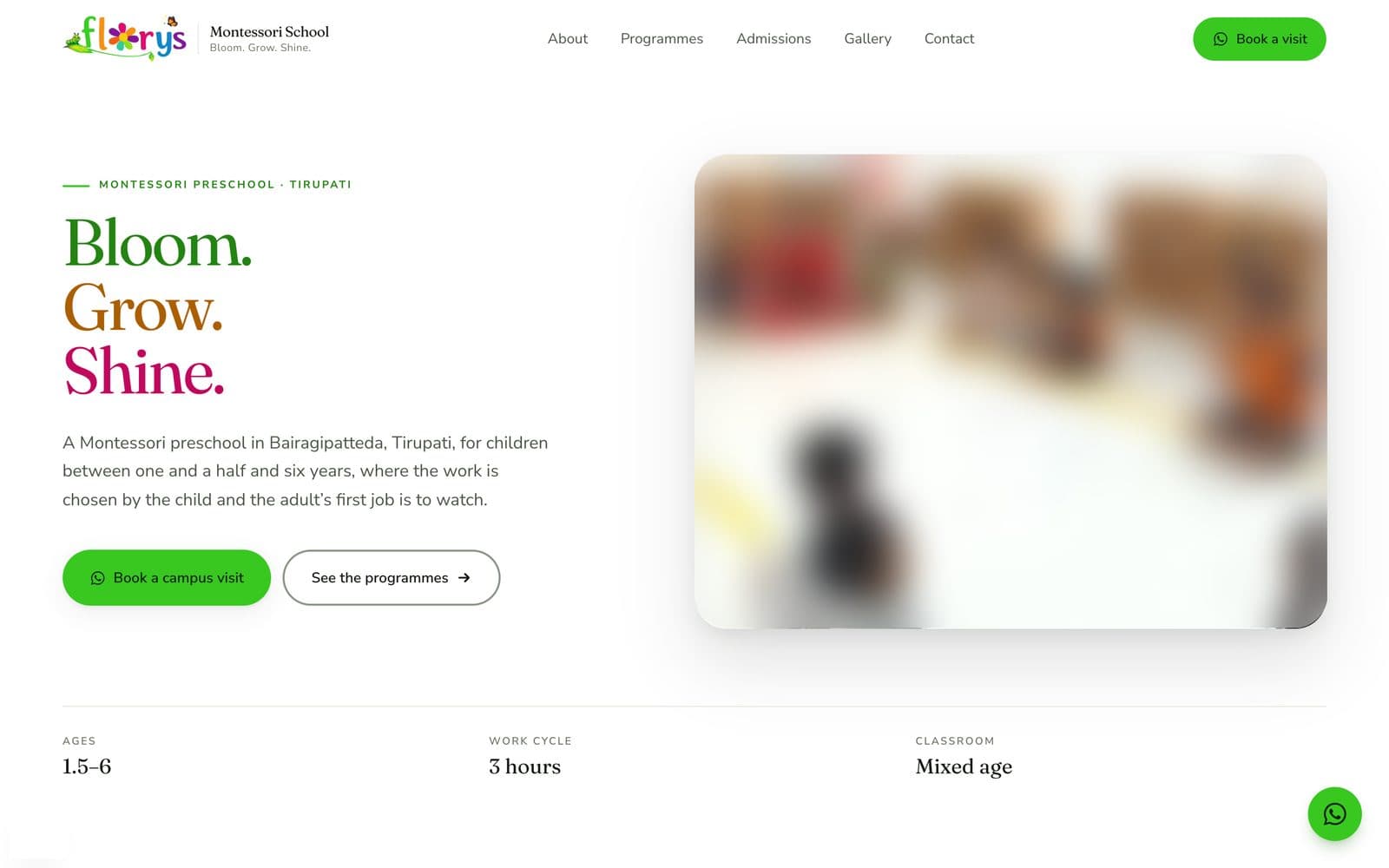 Florys Montessori website screenshot
